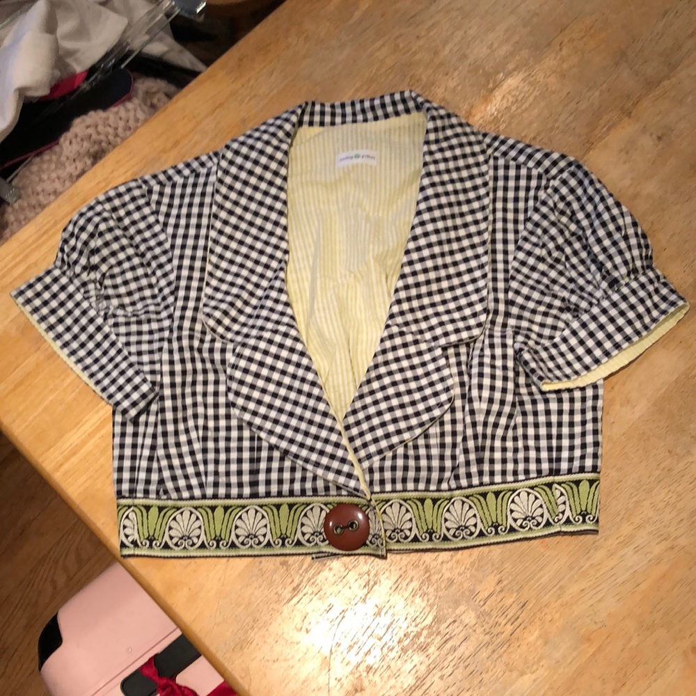 Hadley Poller reversible black/white gingham jacket (light yellow other side)